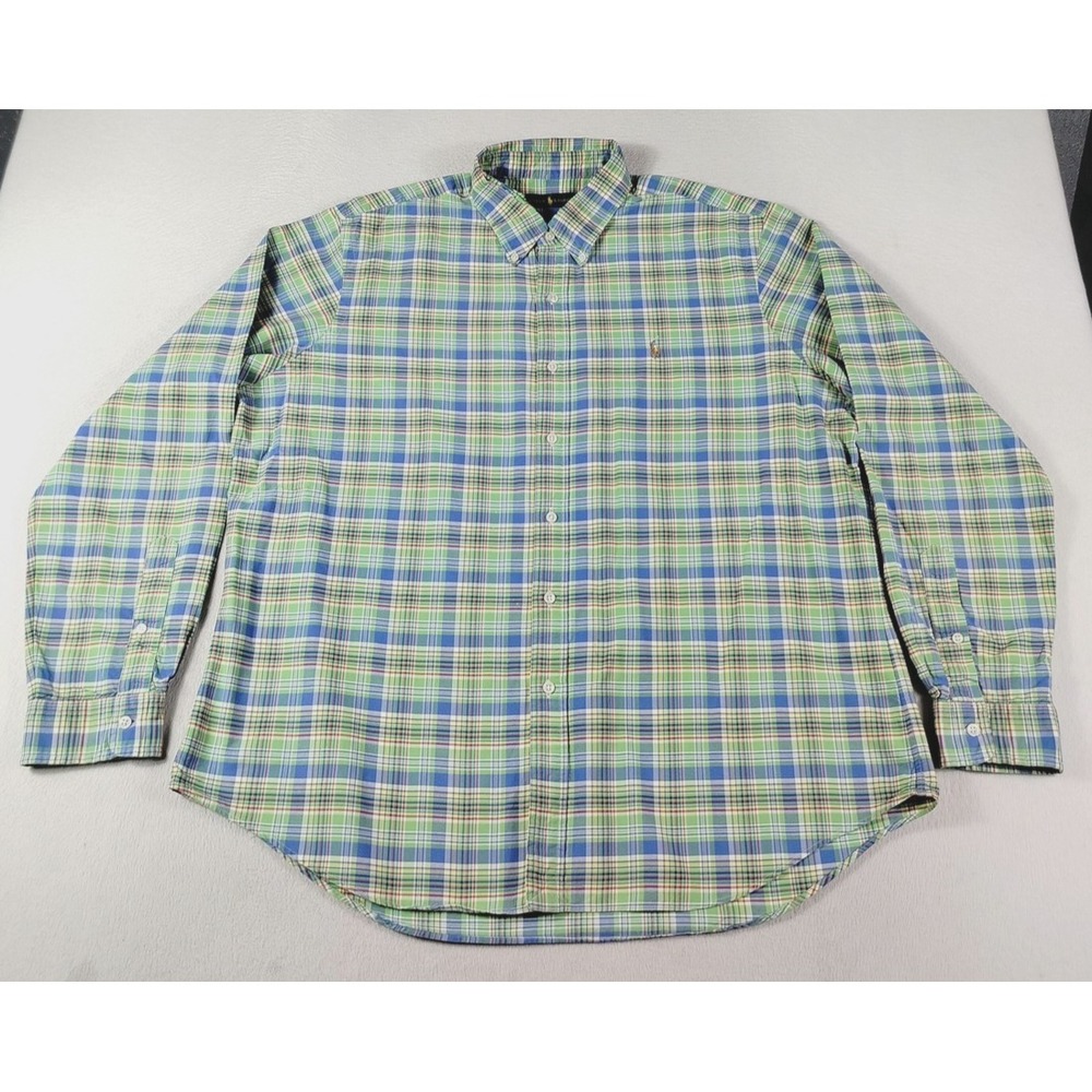 Ralph Lauren Shirt Mens 2XL Multicolor Plaid Long Sleeve Preppy Office Casual